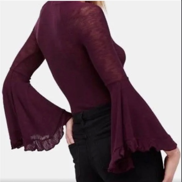NWT Free People Free People Soo Dramatic Long Sleeve Top Plum Size M NEW - Picture 5 of 13